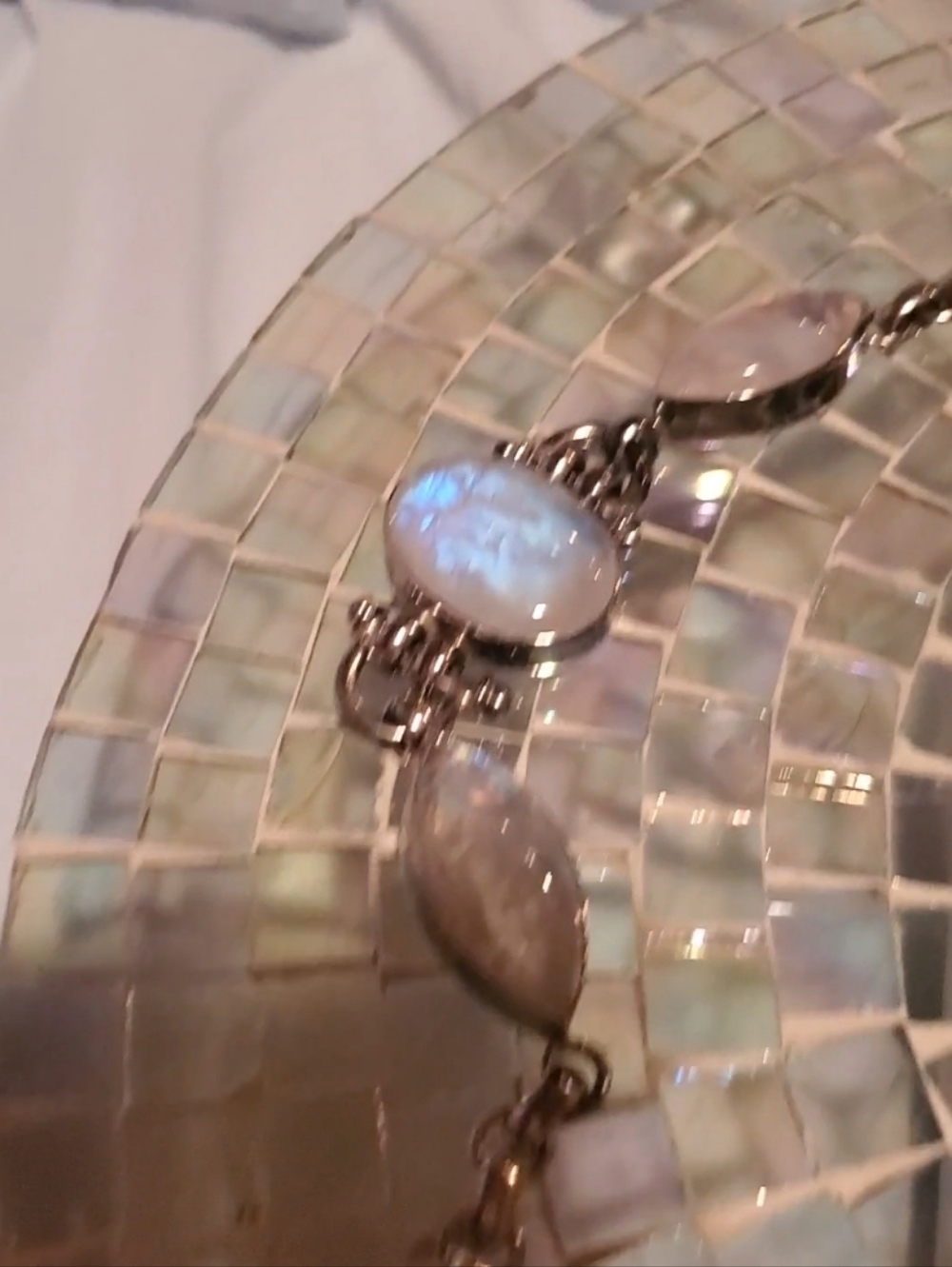 ♡Magical Fairy-tale Rainbow Moonstone & 925 Sterling Silver Bracelet~Vintage - Picture 11 of 16